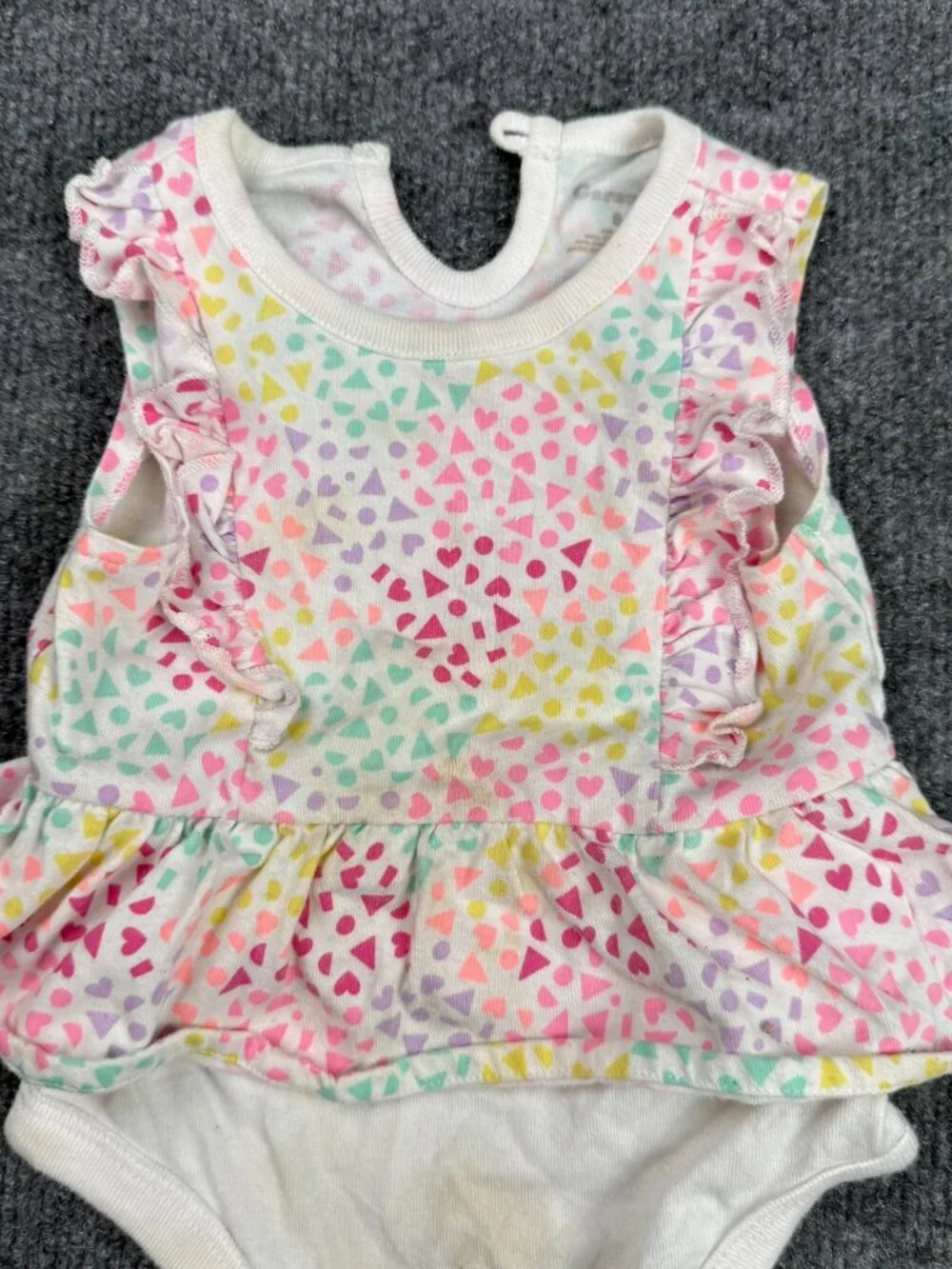 Garanimals Infant Girls 6-9M Ruffle Dress Onesie Cotton Fabric Stains